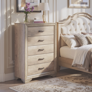 Sunvega Natural Finish Melamine Laminate Nightstand with 2 Dovetail Drawers