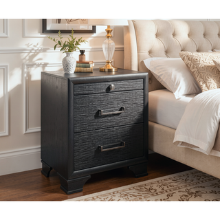 Sunvega Gray Finish Nightstand with Spacious Drawers and Acrylic Hardware