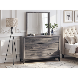 Sunvega White Laminate Nightstand with Wood Grain Detailing and Two Spacious Drawers