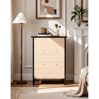 Sunvega Transitional Oak Nightstand With Three Drawers For Bedroom