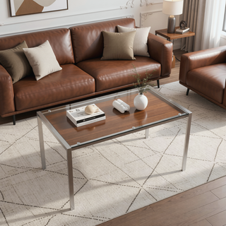 Sunvega Fuji Contemporary Dining Table with Clear Glass Top and Stainless Steel Legs