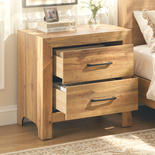 Sunvega Natural Finish Full Bed with Headboard Footboard and Rails