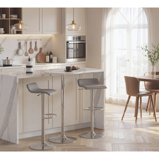 Sunvega Adjustable Contemporary Bar Table with Wooden Top and Chrome Base