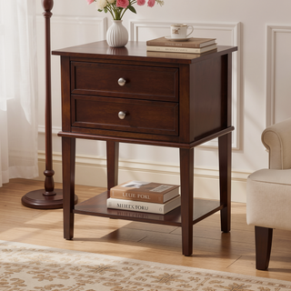 Sunvega Elegant Contemporary Nightstand with Open Shelf for Compact Storage