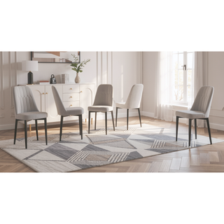 Sunvega Modern PU Leather Dining Chairs with Thick Soft Cushions and Black Metal Legs