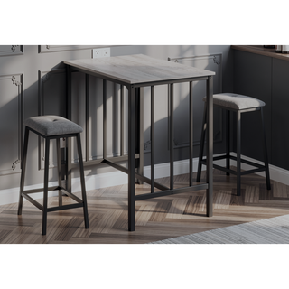 Sunvega 3 Piece Bistro Set with Grey Laminate Top and Black Metal Legs