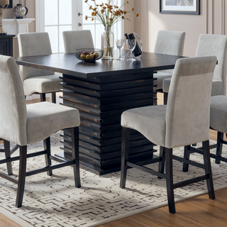 Sunvega Contemporary Square Pedestal Counter-Height Dining Table in Deep Black
