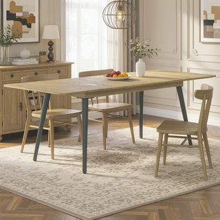 Sunvega Light Teak Extendable Acacia Wood Outdoor Dining Table with Aluminum Legs