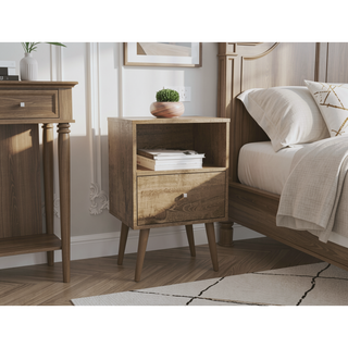 Sunvega Modern Nightstand with Drawer and Cubby for Bedroom or Living Room