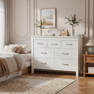Sunvega White Finish Transitional Style Wooden Nightstand with 2 Dovetail Drawers