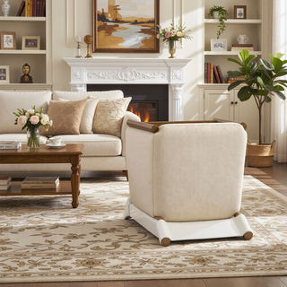 Sunvega Modern Solid Wood Bar Stool with Neutral Tone and Contoured Cushion for Kitchen Island