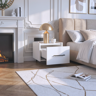 Sunvega Floating Nightstand with Handy Drawer and Surface for Bedroom Storage