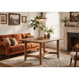 Sunvega Modern Rectangular Dining Table with Light Brown Beige Finish and Softly Rounded Corners