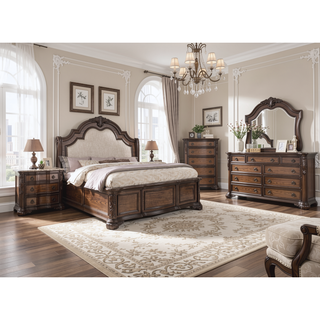Sunvega Traditional Formal Style Nightstand with Genuine Marble Top and Three Drawers