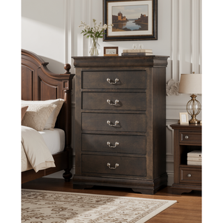Sunvega Platinum Chest with Five Spacious Drawers and Brushed Nickel Handles