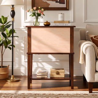 Sunvega Elegant Contemporary Nightstand with Open Shelf for Compact Storage