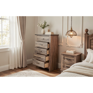 Sunvega Contemporary Weathered Grey Finish Wooden Nightstand with 2 Drawers