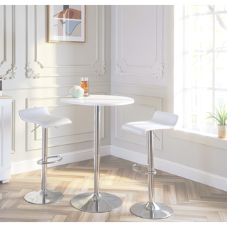Sunvega Elia Contemporary Adjustable Bar Table with Wooden Top and Metal Base