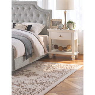Sunvega Modern White Wooden Nightstand with Drawer and Open Shelf Storage