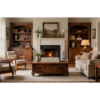 Sunvega Oak Veneer Dresser with Stone Top and Six Soft-Close Drawers