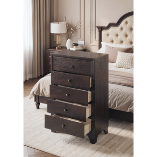 Sunvega Madison Espresso Finish Nightstand with 2 Large Storage Drawers and Wood Frame