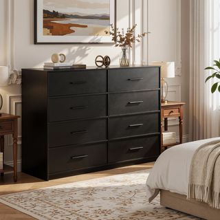 Sunvega 8-Drawer Dresser with Large Fabric Storage and Premium Wooden Frame