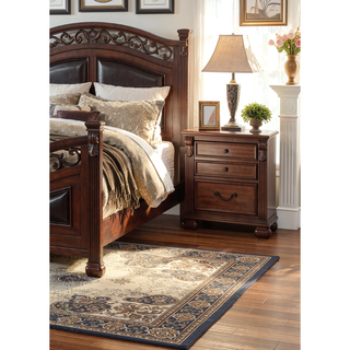Sunvega Traditional Style Cherry Finish Nightstand with 2 Knob Drawers