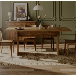 Sunvega Modern Rustic Style Dining Table with Wood-Grain Details for 6