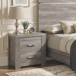Sunvega Weathered Gray Contemporary Wood Nightstand with Two Spacious Dovetail Drawers