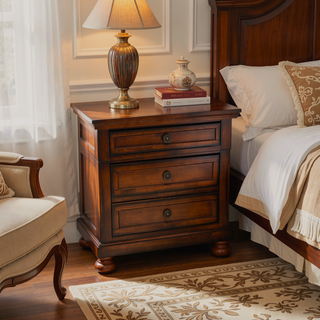 Sunvega Wood Nightstand with Hidden Feltlined Jewelry Drawer and Cedar Lined Bottom