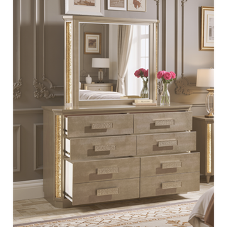 Sunvega Medusa Dresser with Wood Gold Finish and Six Drawers for Bedroom