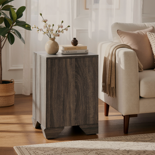 Sunvega Lyndon Weathered Gray Grain Finish Shaker Style Nightstand with Two Drawers
