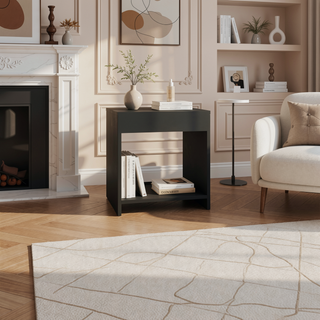 Sunvega Minimalistic Nightstand with Open Shelf for Small Spaces