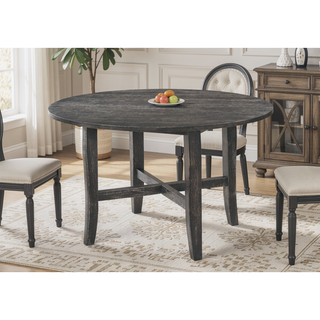 Sunvega Rustic Gray Finish Round Dining Table with Wooden Tapered Legs