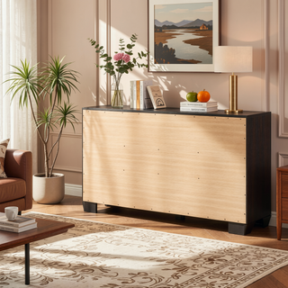 Sunvega Transitional Dark Cocoa Dresser with Six Spacious Drawers for Modern Bedrooms