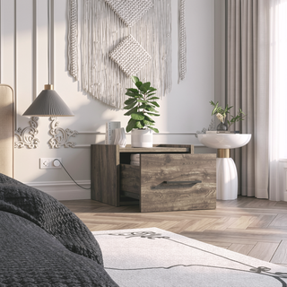 Sunvega Wall Mounted Nightstand with Drawer for Bedroom or Living Room