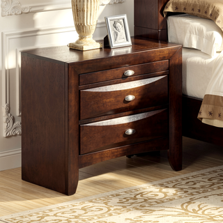 Sunvega Modern Black Nightstand with Two Storage Drawers and Pull Out Tray