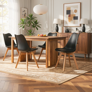 Sunvega Modern Style Dining Chairs with Wooden Legs and Thickened Cushion for Kitchen