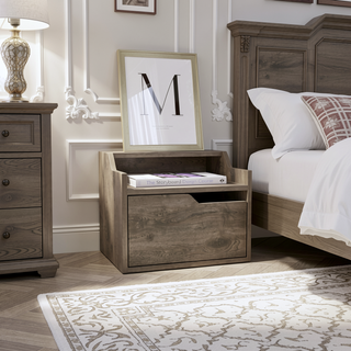 Sunvega Floating Nightstand with Single Drawer and Double-Tiered Shelf Surfaces for Bedroom