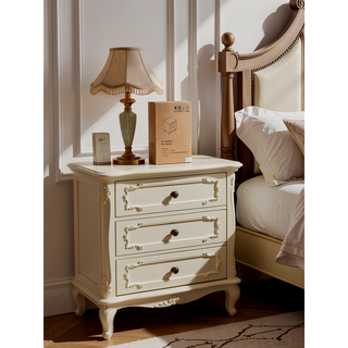 Sunvega Rattan Style Nightstand with 2 Faux Rattan Drawers for Bedroom and Living Room