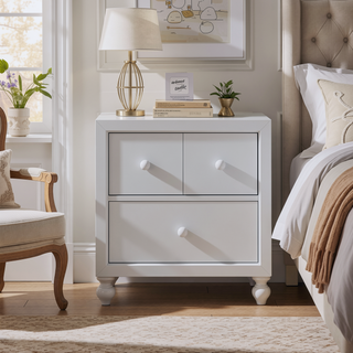 Sunvega Gray Finish Nightstand with Dovetail Drawers and Wood Knobs for Bedroom