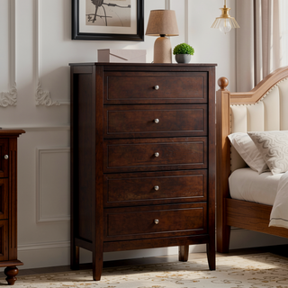 Sunvega Fully Assembled 6 Drawer Dresser with French Dovetail Wood Veneer Finish
