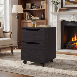 Sunvega Wengue Nightstand with 1 Door and 1 Drawer on Caster Base