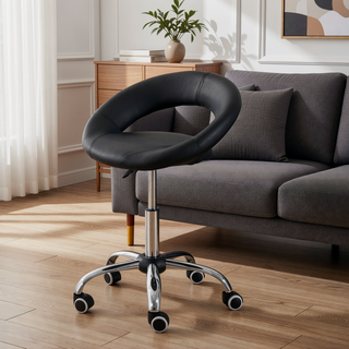 Sunvega Adjustable Height Rolling Salon Stool with Breathable Open Back and 5 Caster Wheels