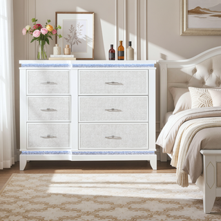 Sunvega White Nightstand with Cooler Bluetooth Speaker and LED Lighting