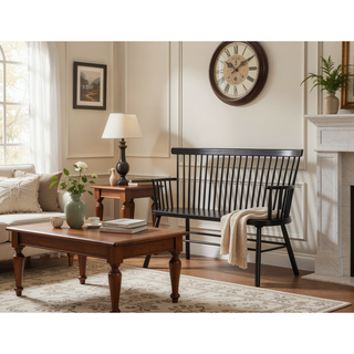 Sunvega Farmhouse Style Black Finish Spindle Back Arm Rest Wooden Chair