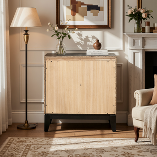 Sunvega Grey Oak 2-Drawer Nightstand with Durable Metal Handle for Bedroom