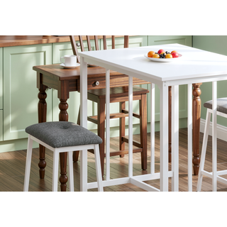 Sunvega Contemporary 3-Piece Bistro Set with White Laminate Table and Grey Cushioned Stools