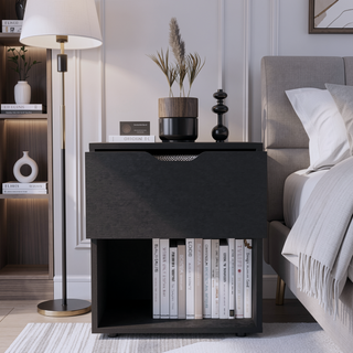 Sunvega 50x40x60 cm Nightstand End Table with Spacious Sliding Drawer