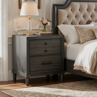 Sunvega Gray Finish Nightstand with Dovetail Drawers for Bedroom Furniture